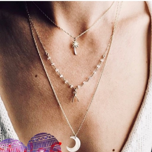 Bohemian 3 layer bead lucky charm choker necklace - Picture 1 of 5